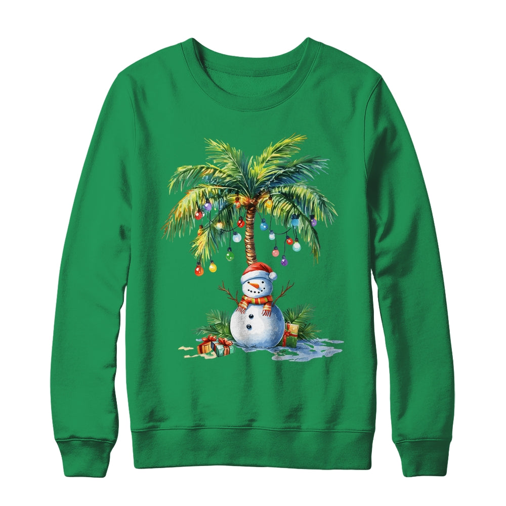 Vintage Palm Tree Snowman Tropical Christmas Deck The Palms Shirt & Sweatshirt | siriusteestore