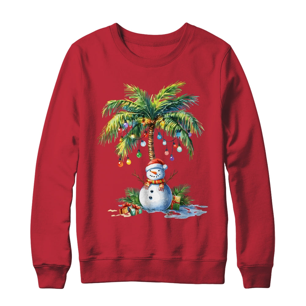 Vintage Palm Tree Snowman Tropical Christmas Deck The Palms Shirt & Sweatshirt | siriusteestore