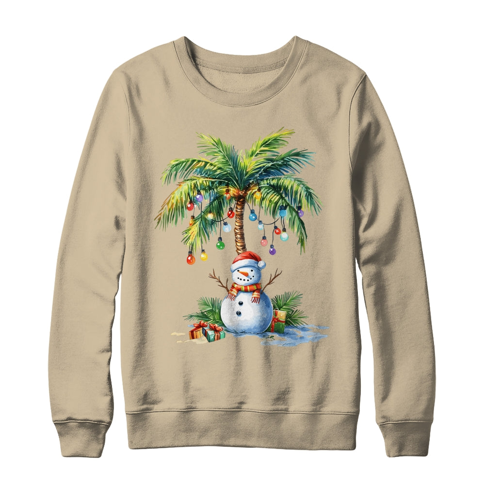 Vintage Palm Tree Snowman Tropical Christmas Deck The Palms Shirt & Sweatshirt | siriusteestore