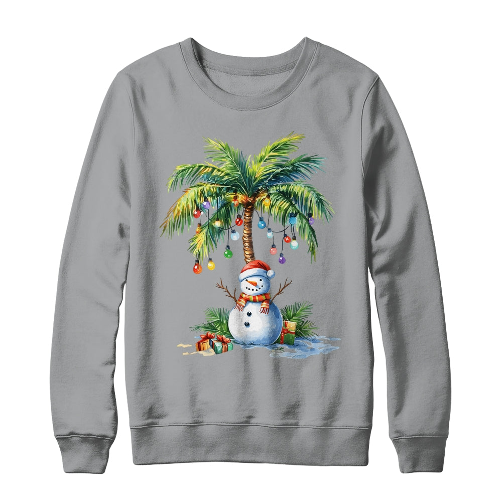 Vintage Palm Tree Snowman Tropical Christmas Deck The Palms Shirt & Sweatshirt | siriusteestore