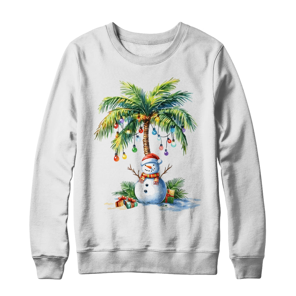 Vintage Palm Tree Snowman Tropical Christmas Deck The Palms Shirt & Sweatshirt | siriusteestore