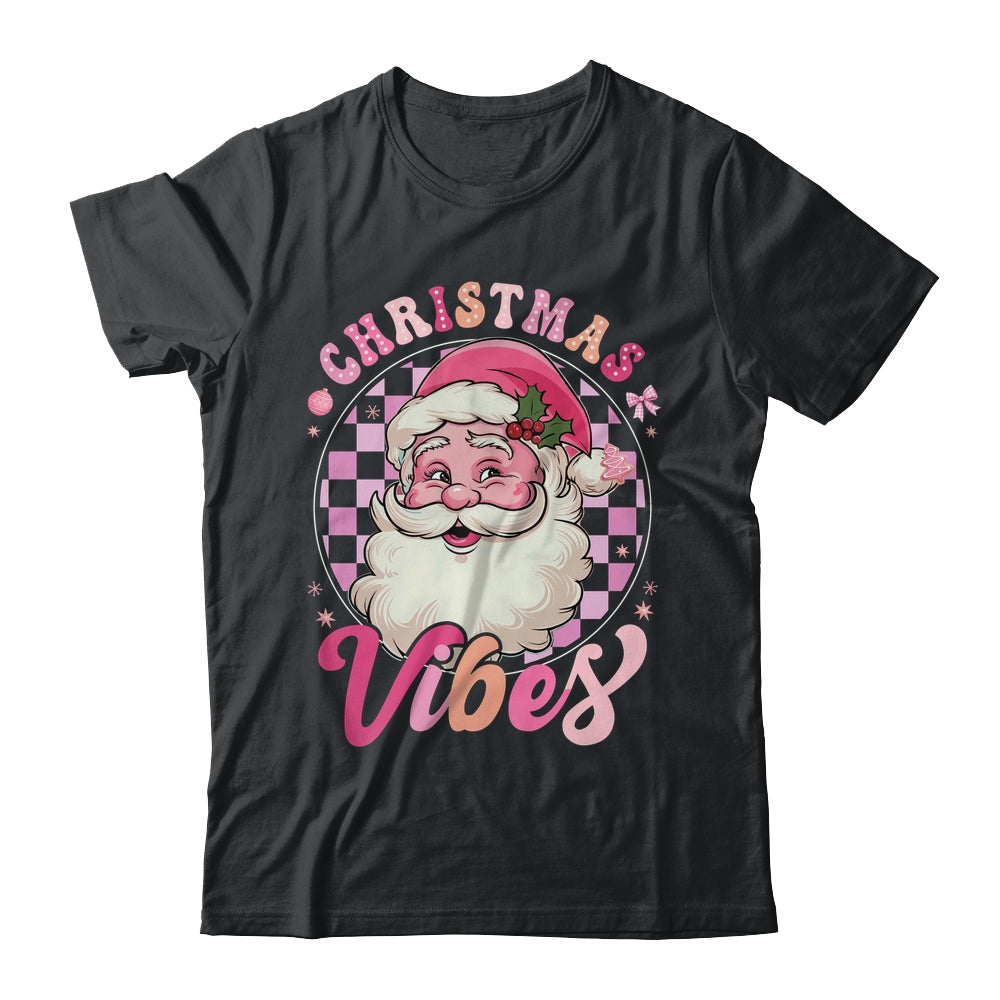 Vintage Pink Santa Claus Pink Christmas Vibes Xmas Women Shirt & Sweatshirt | siriusteestore