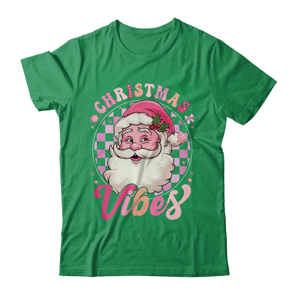 Vintage Pink Santa Claus Pink Christmas Vibes Xmas Women Shirt & Sweatshirt | siriusteestore