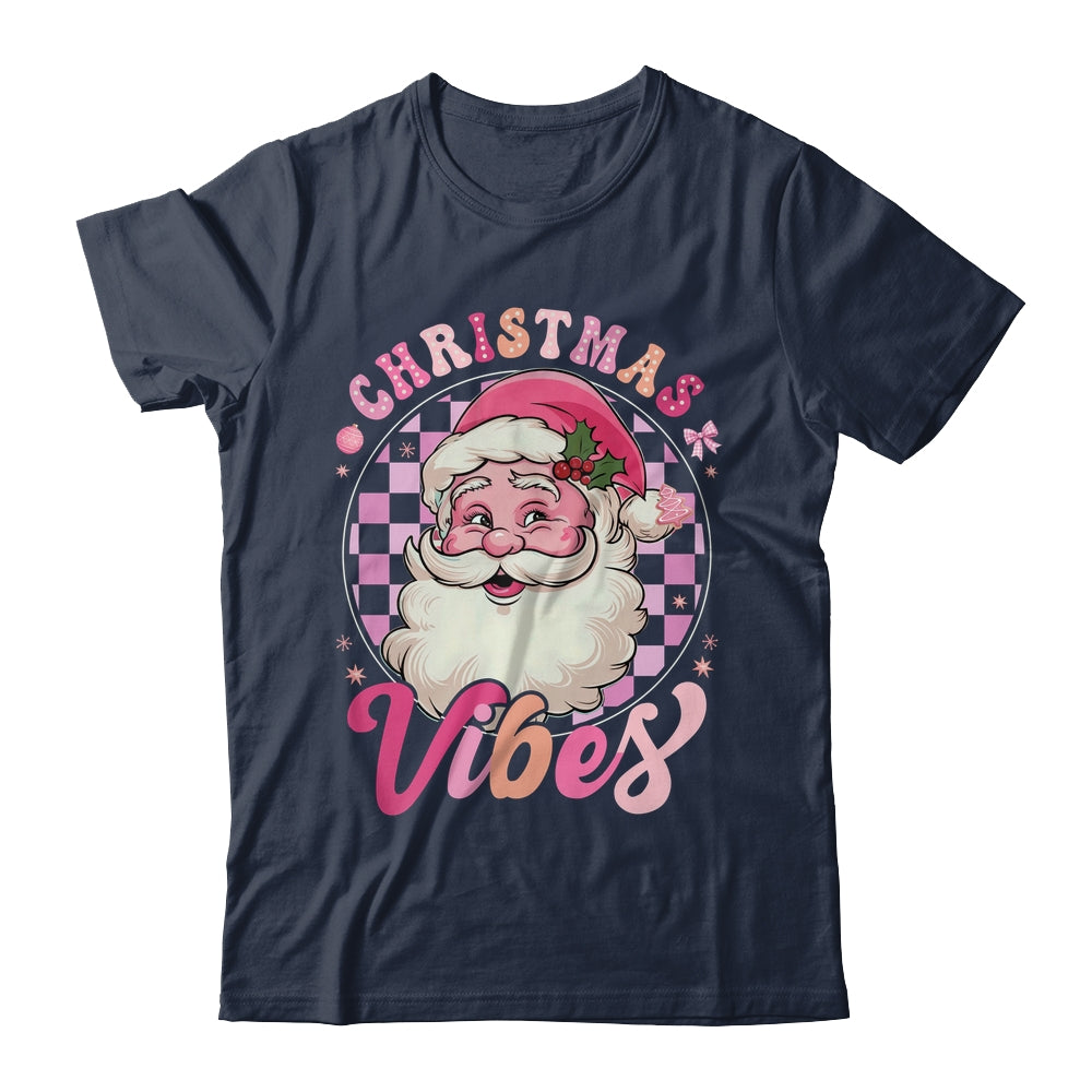 Vintage Pink Santa Claus Pink Christmas Vibes Xmas Women Shirt & Sweatshirt | siriusteestore