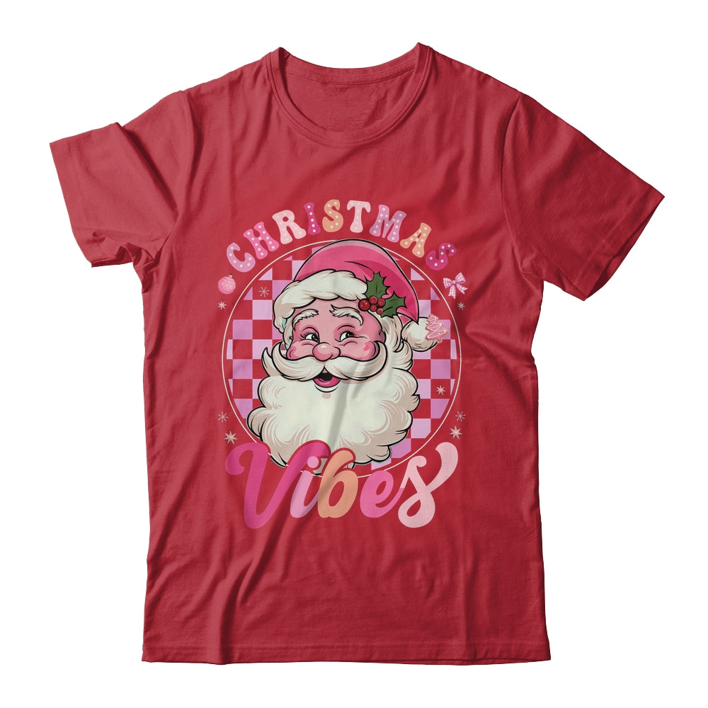Vintage Pink Santa Claus Pink Christmas Vibes Xmas Women Shirt & Sweatshirt | siriusteestore