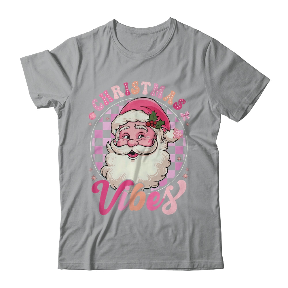 Vintage Pink Santa Claus Pink Christmas Vibes Xmas Women Shirt & Sweatshirt | siriusteestore