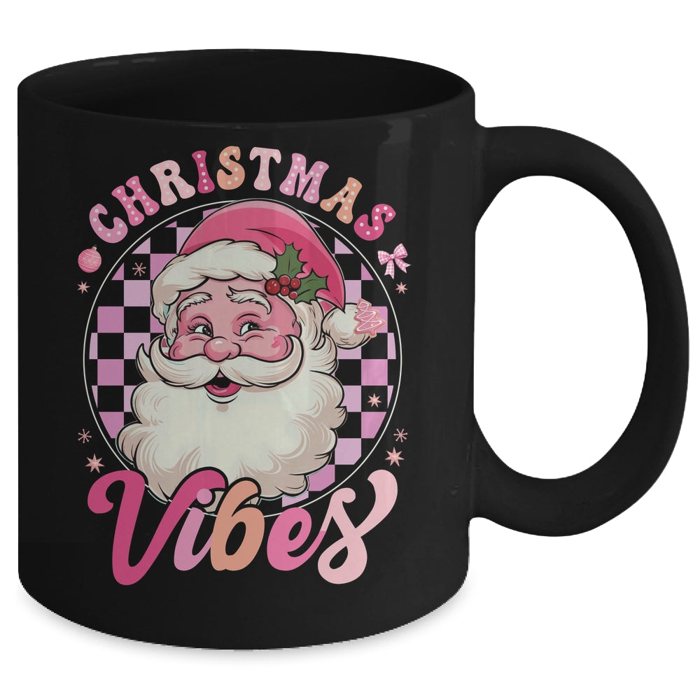 Vintage Pink Santa Claus Pink Christmas Vibes Xmas Women Mug | siriusteestore