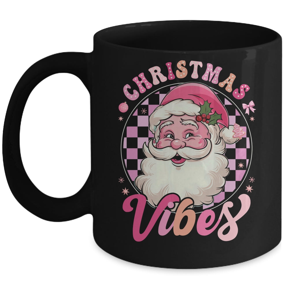 Vintage Pink Santa Claus Pink Christmas Vibes Xmas Women Mug | siriusteestore