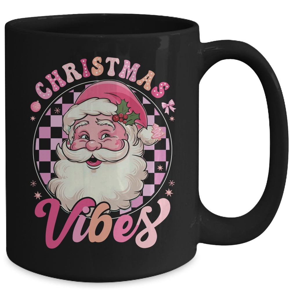 Vintage Pink Santa Claus Pink Christmas Vibes Xmas Women Mug | siriusteestore