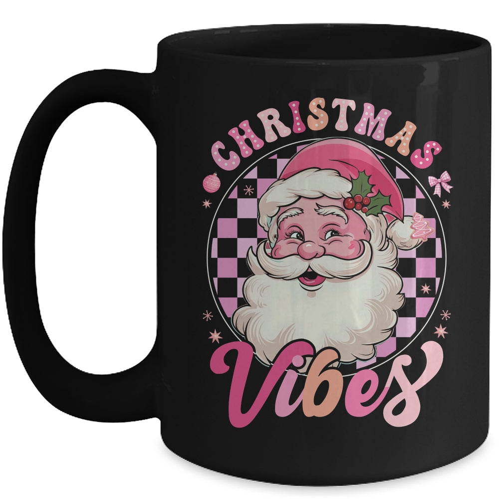 Vintage Pink Santa Claus Pink Christmas Vibes Xmas Women Mug | siriusteestore