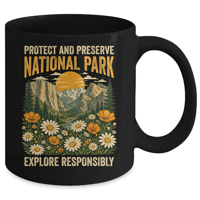 Vintage Protect And Preserve National Parks Sunset Floral Mug | siriusteestore