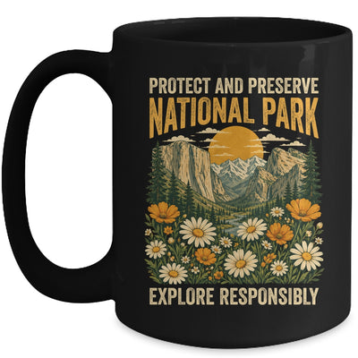 Vintage Protect And Preserve National Parks Sunset Floral Mug | siriusteestore
