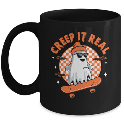 Vintage Retro Halloween Creep It Real Ghost Boy Skateboard Mug | siriusteestore