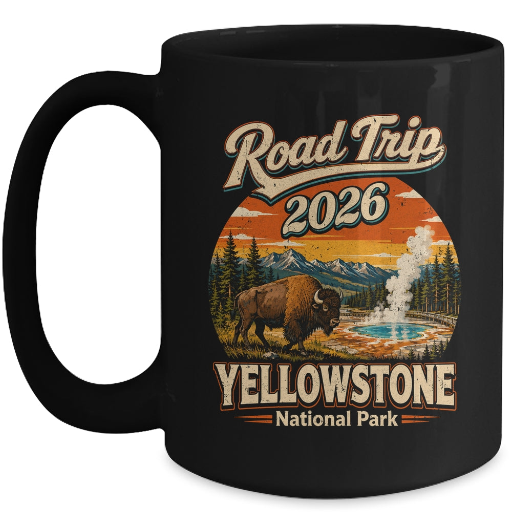 Vintage Road Trip 2026 Yellowstone National Park Wildlife Mug | siriusteestore