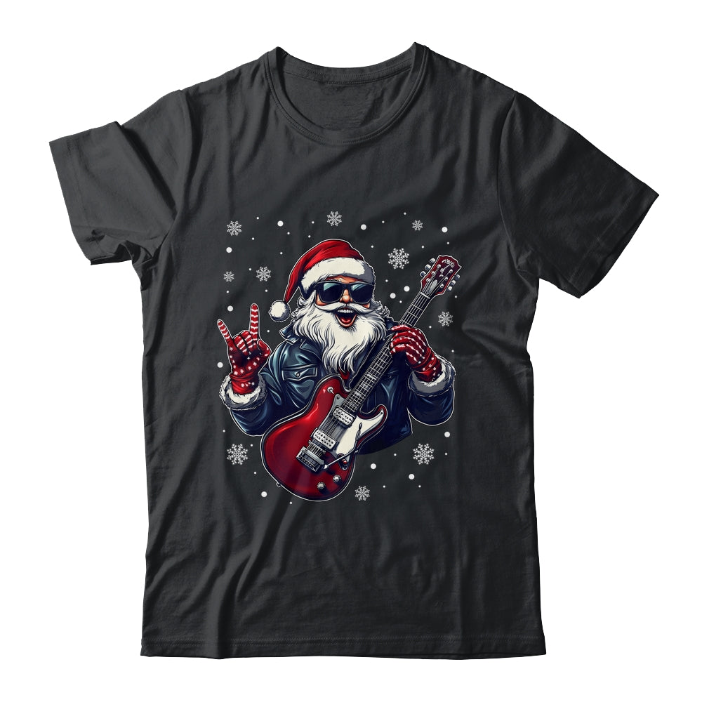 Vintage Rock & Roll Christmas Santa Claus Men Rock Guitar Shirt & Sweatshirt | siriusteestore