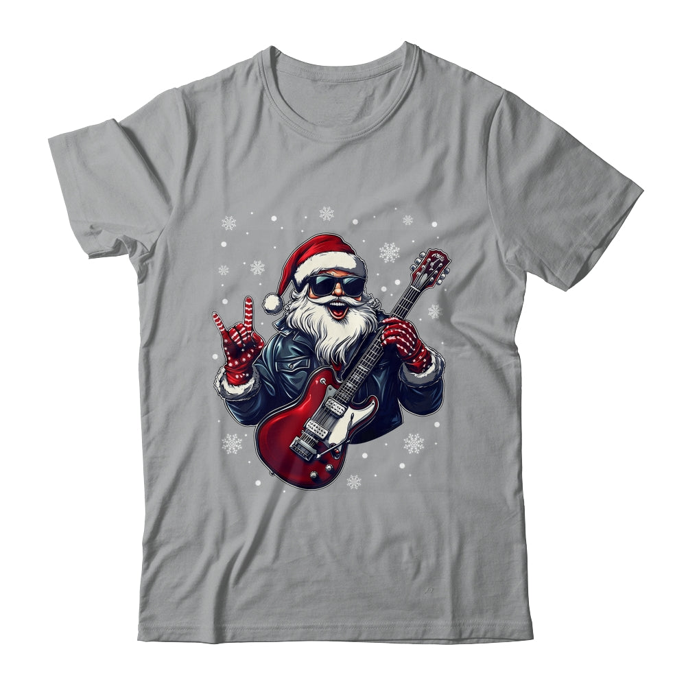 Vintage Rock & Roll Christmas Santa Claus Men Rock Guitar Shirt & Sweatshirt | siriusteestore