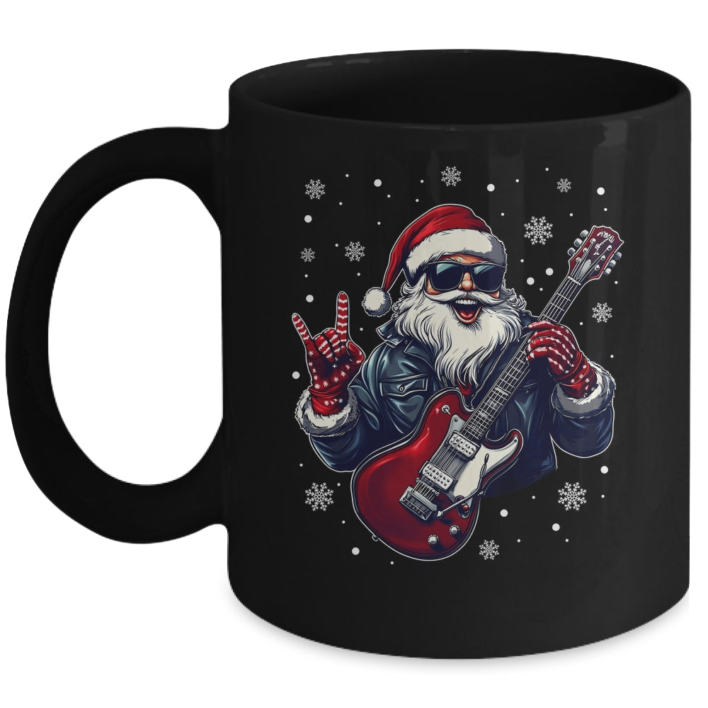Vintage Rock & Roll Christmas Santa Claus Men Rock Guitar Mug | siriusteestore