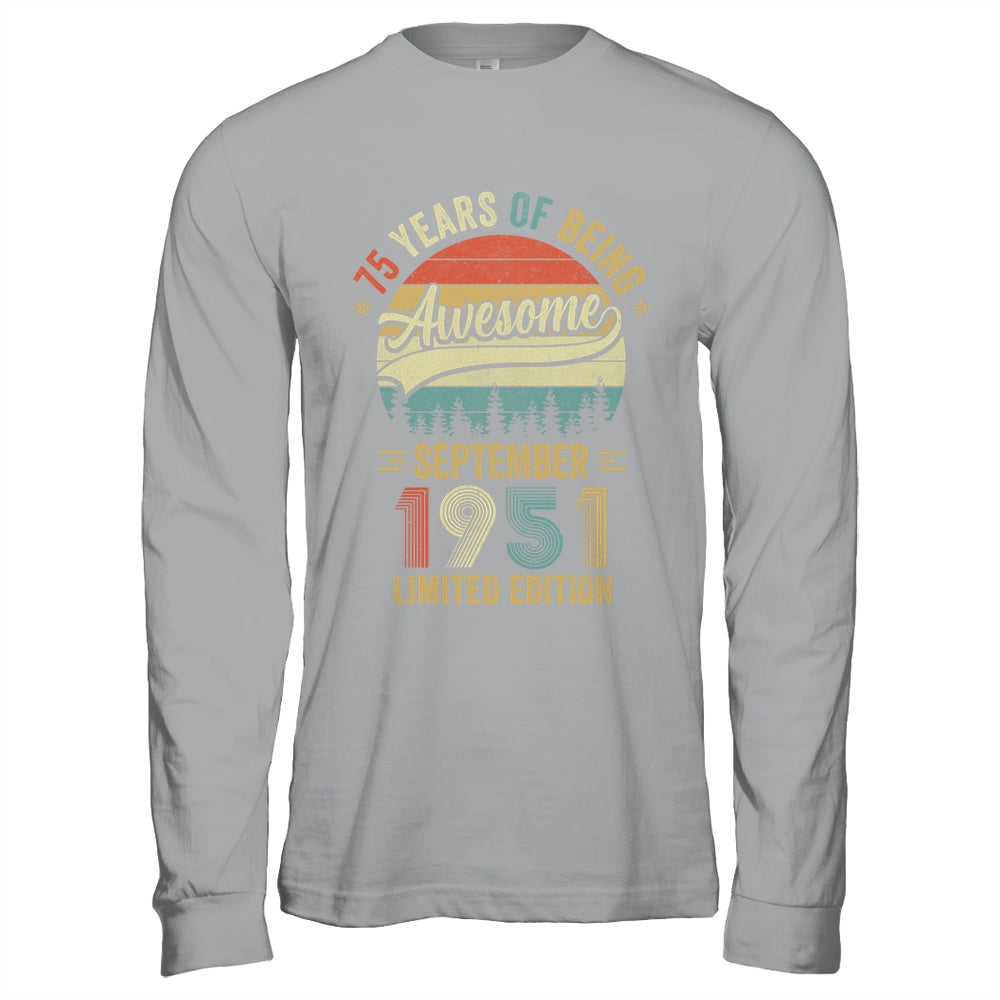 Vintage September 1951 75 Years Old 75th Birthday Men Women Shirt & Hoodie | siriusteestore