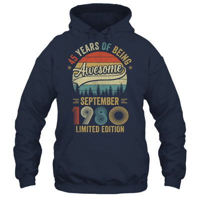 Vintage September 1980 45 Year Old 45th Birthday Men Women Shirt & Hoodie | siriusteestore