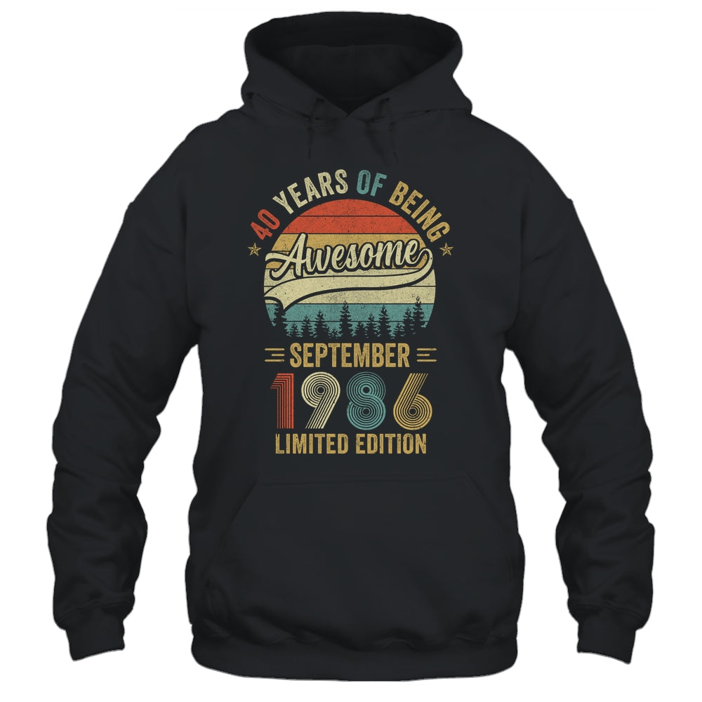 Vintage September 1986 40 Years Old 40th Birthday Men Women Shirt & Hoodie | siriusteestore