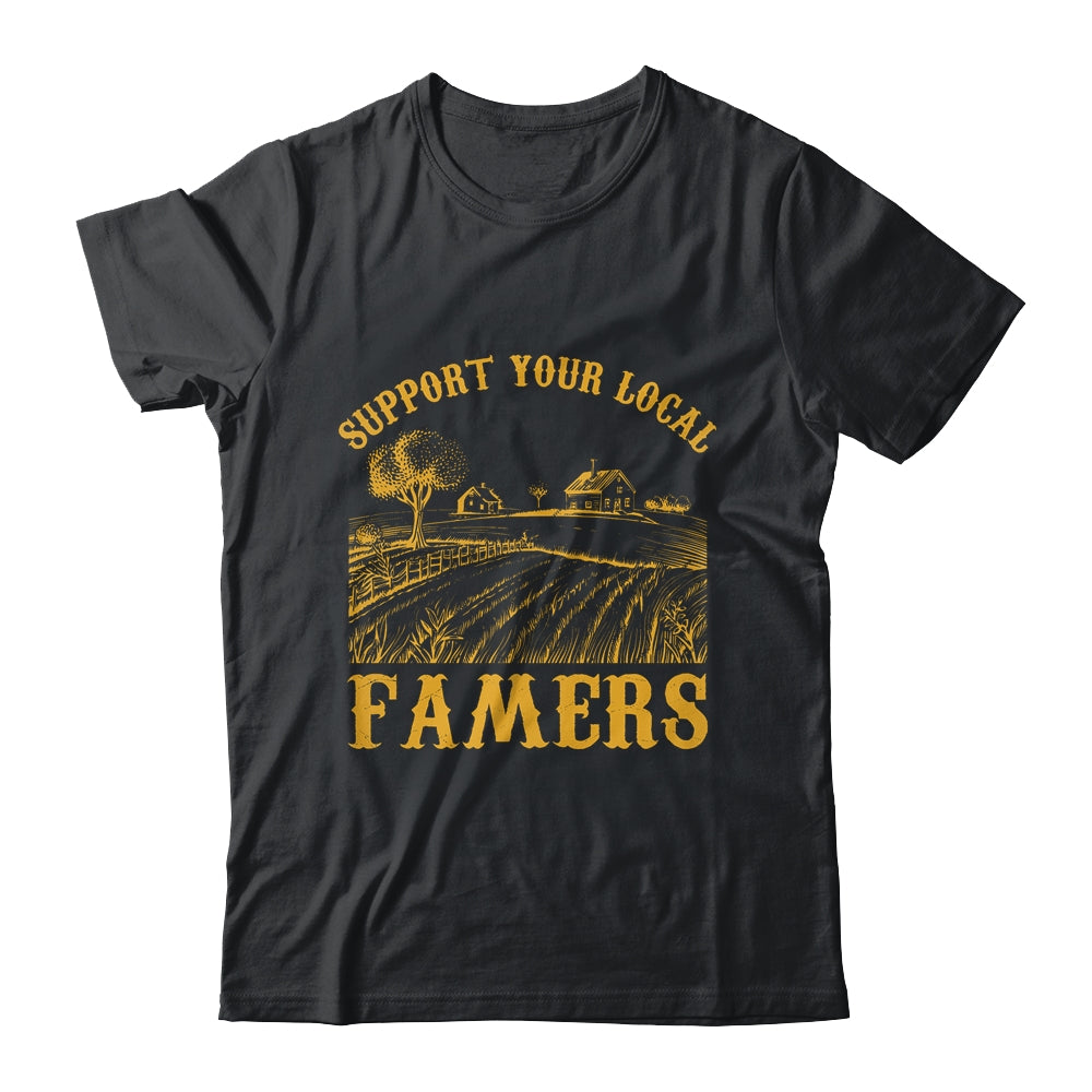 Vintage Support Your Local Farmers Farming Farm Farmer Shirt & Hoodie | siriusteestore