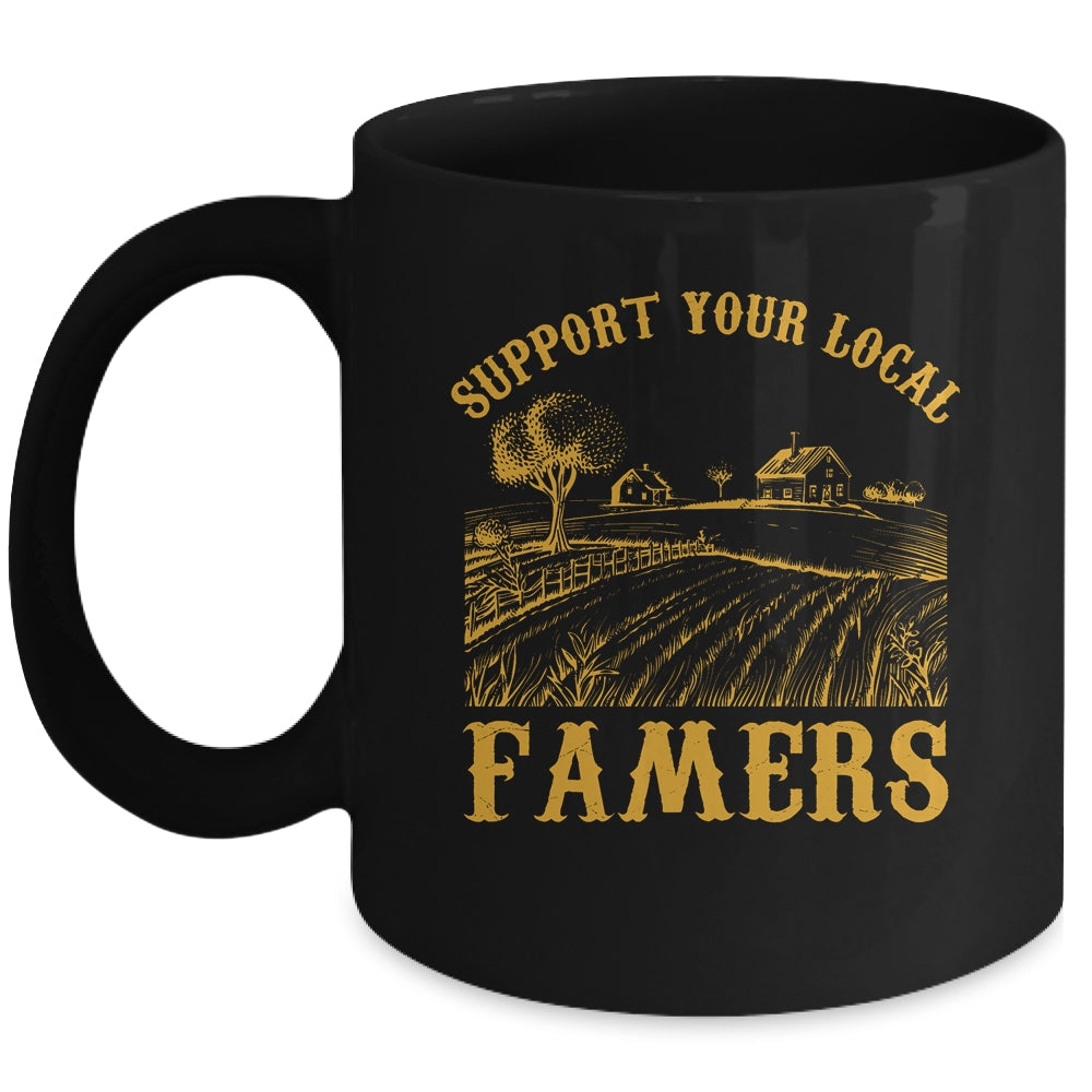 Vintage Support Your Local Farmers Farming Farm Farmer Mug | siriusteestore