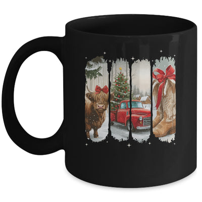 Vintage Town Christmas Cowgirl Highland Cow Girl Christmas Mug | siriusteestore