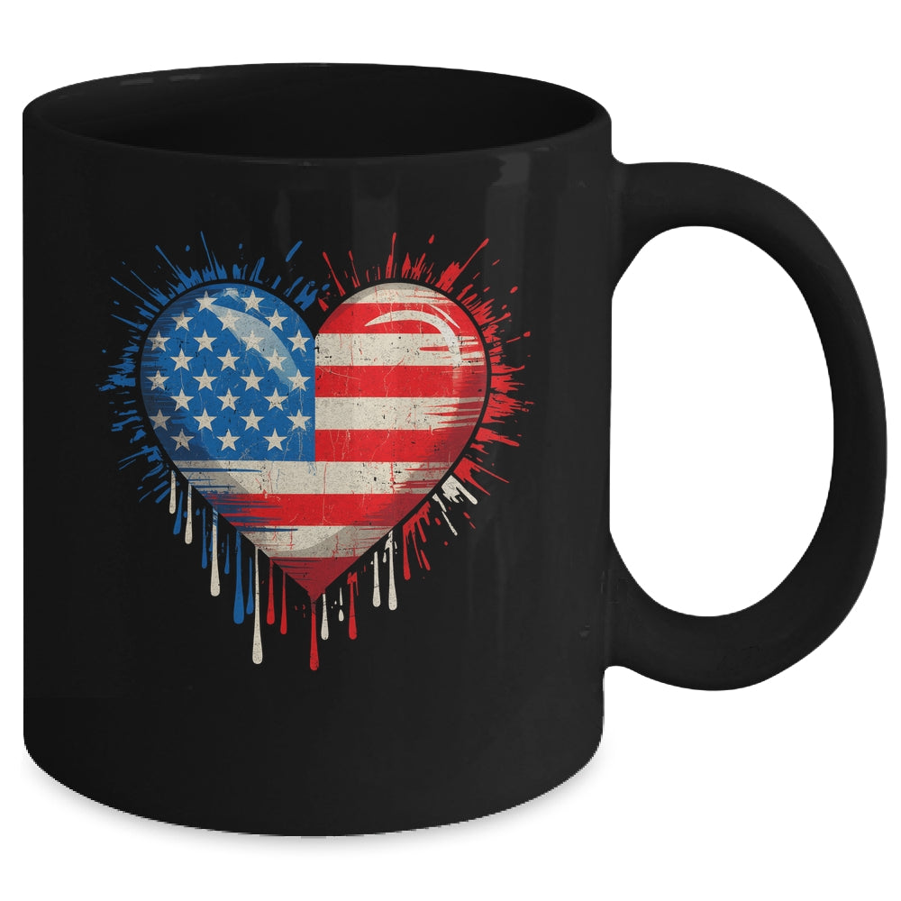 Vintage USA Heart 4th Of July Patriotic American Flag Mug | siriusteestore