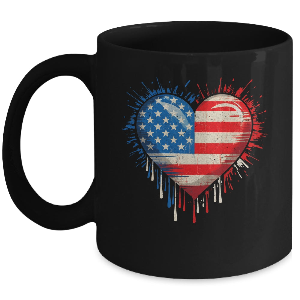 Vintage USA Heart 4th Of July Patriotic American Flag Mug | siriusteestore
