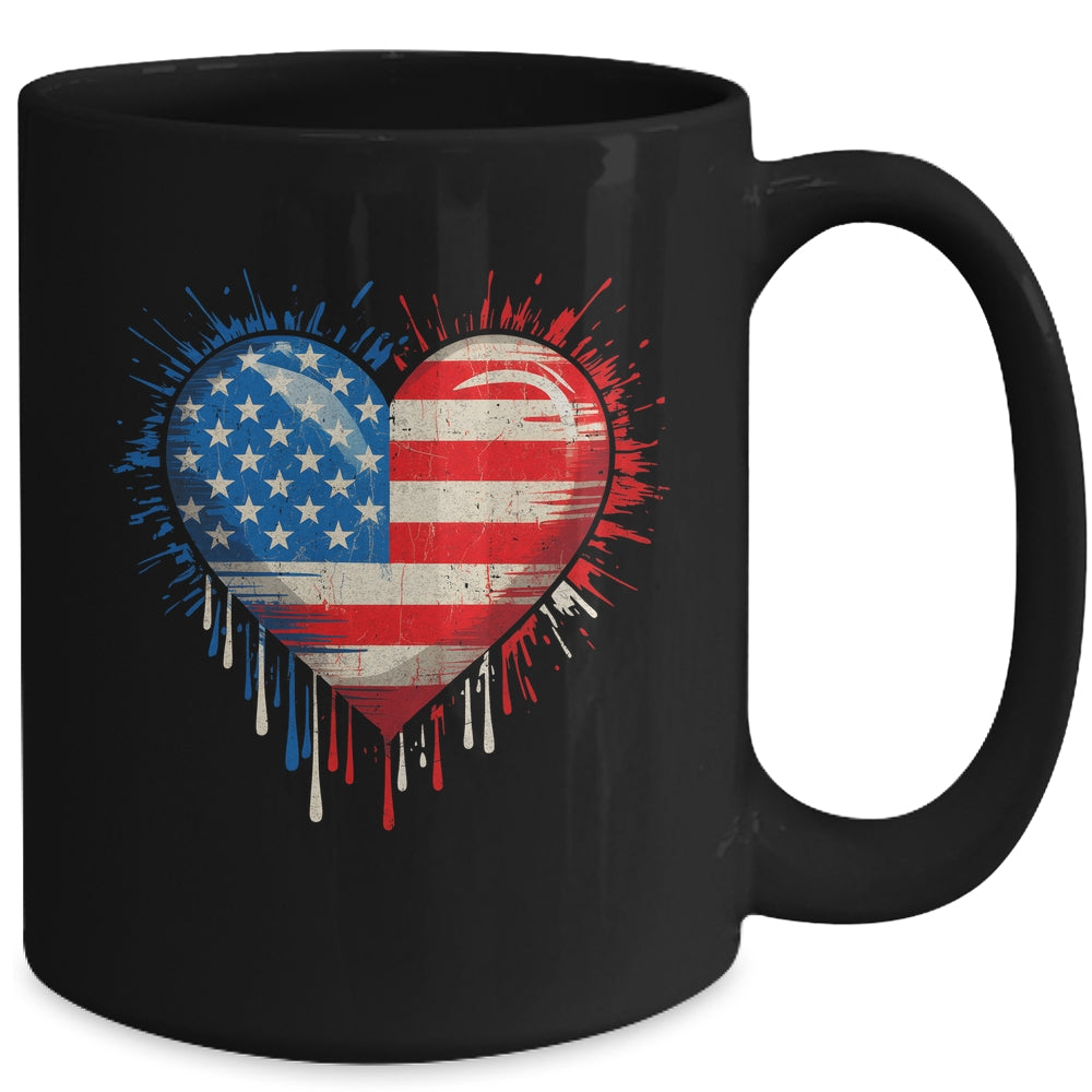 Vintage USA Heart 4th Of July Patriotic American Flag Mug | siriusteestore
