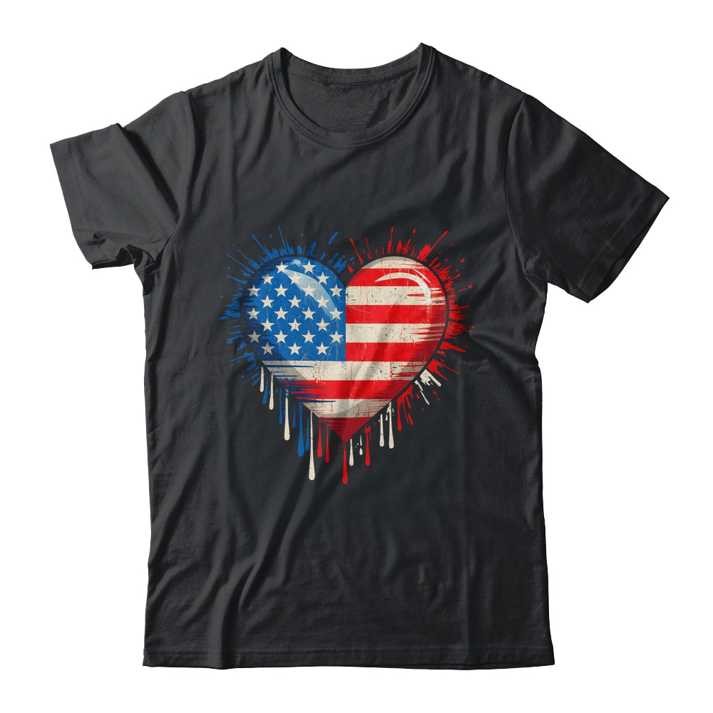 Vintage USA Heart 4th Of July Patriotic American Flag Shirt & Tank Top | siriusteestore