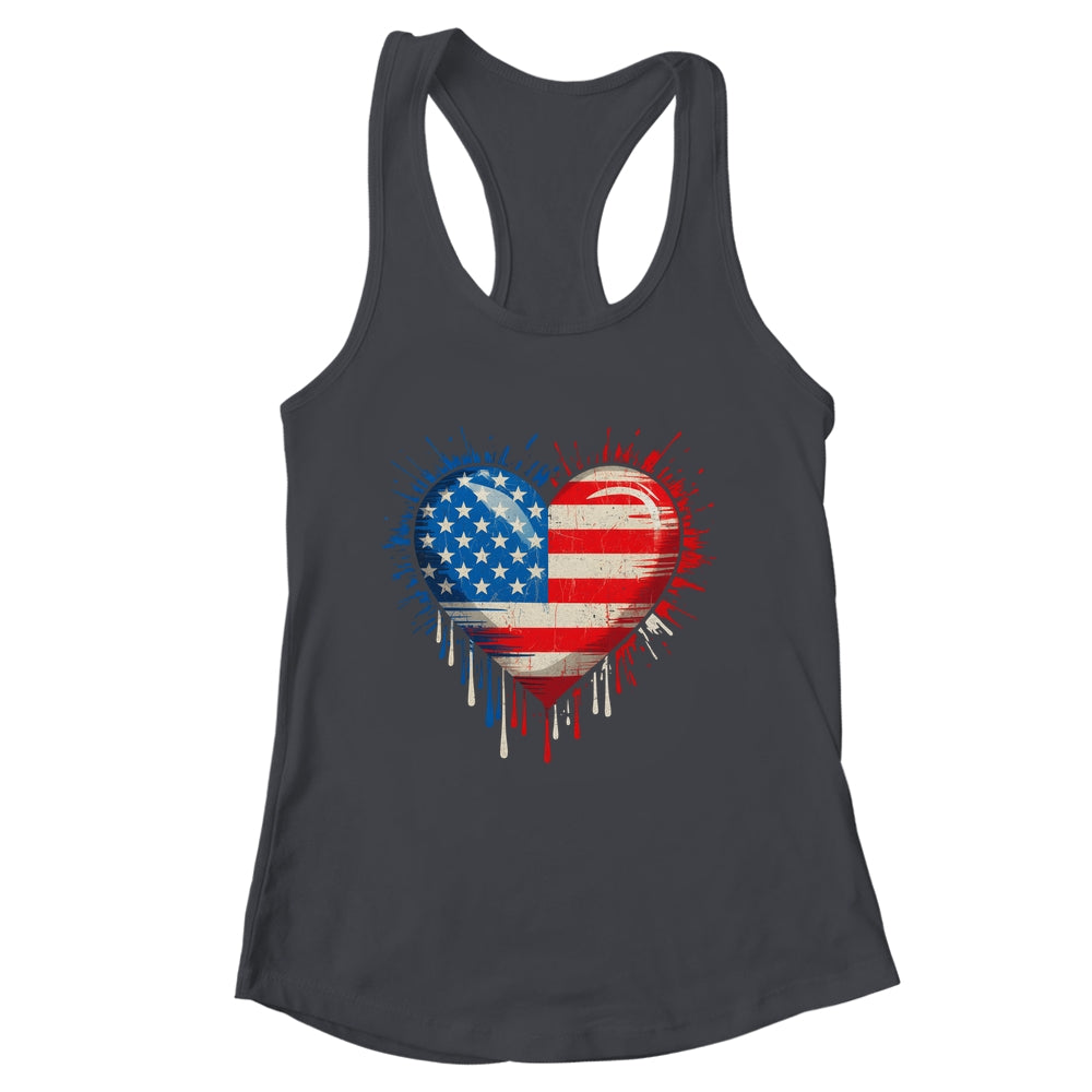 Vintage USA Heart 4th Of July Patriotic American Flag Shirt & Tank Top | siriusteestore