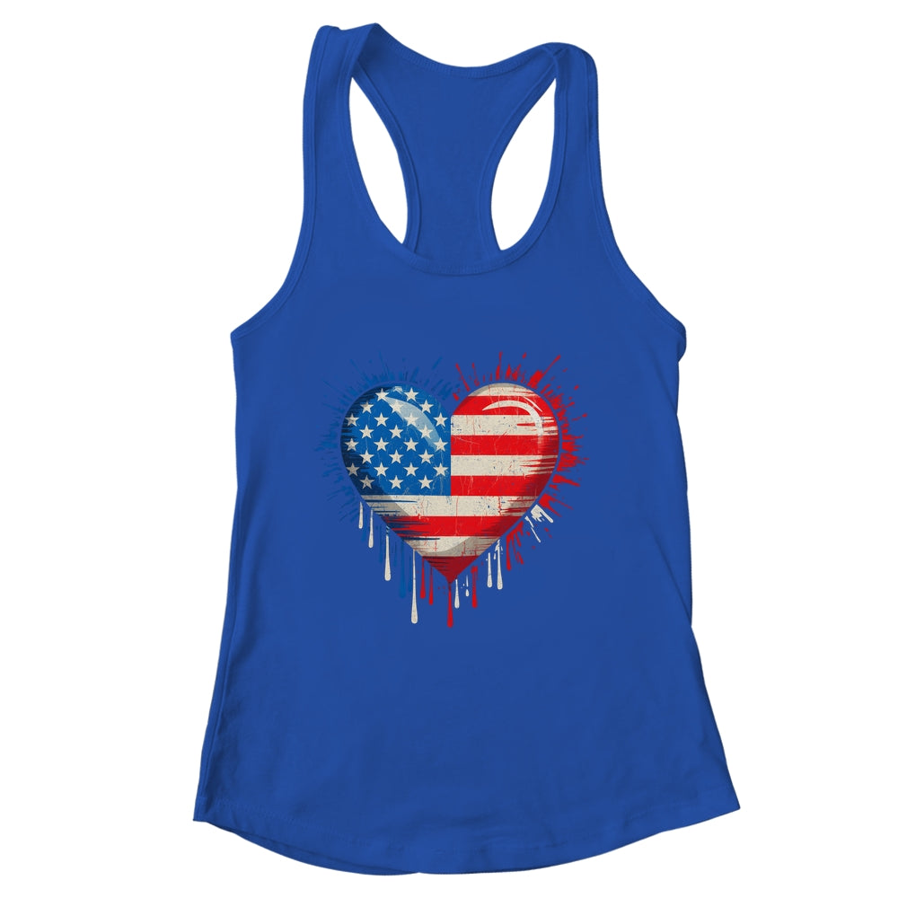 Vintage USA Heart 4th Of July Patriotic American Flag Shirt & Tank Top | siriusteestore