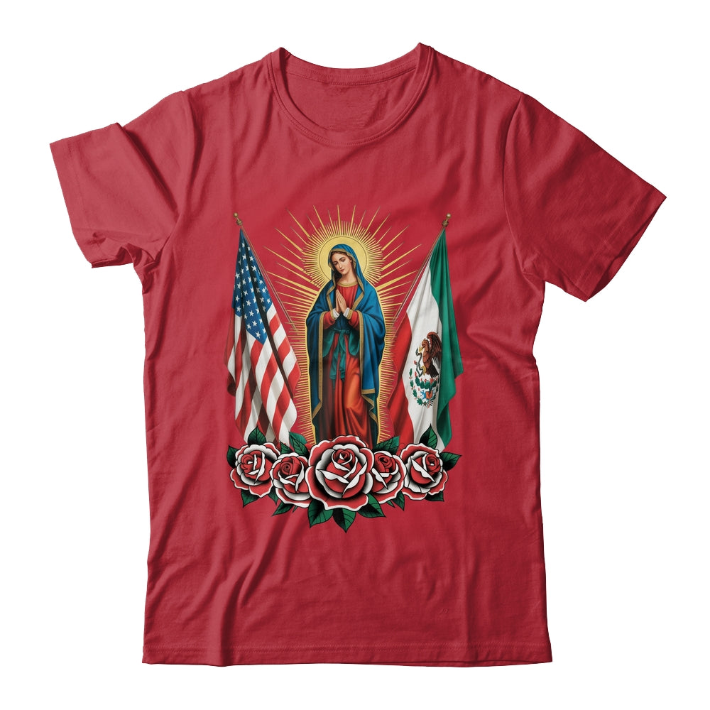 Virgen De Guadalupe Faith Mexican Mexico American USA Flag Shirt & Hoodie | siriusteestore