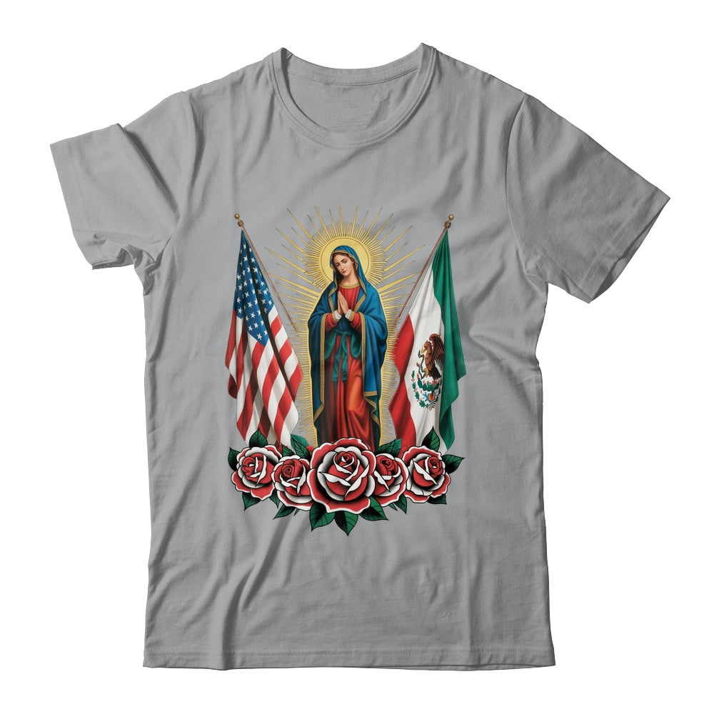 Virgen De Guadalupe Faith Mexican Mexico American USA Flag Shirt & Hoodie | siriusteestore