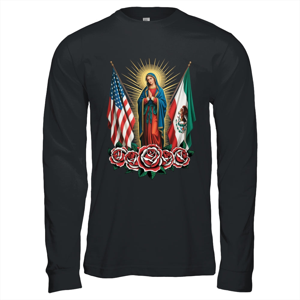 Virgen De Guadalupe Faith Mexican Mexico American USA Flag Shirt & Hoodie | siriusteestore