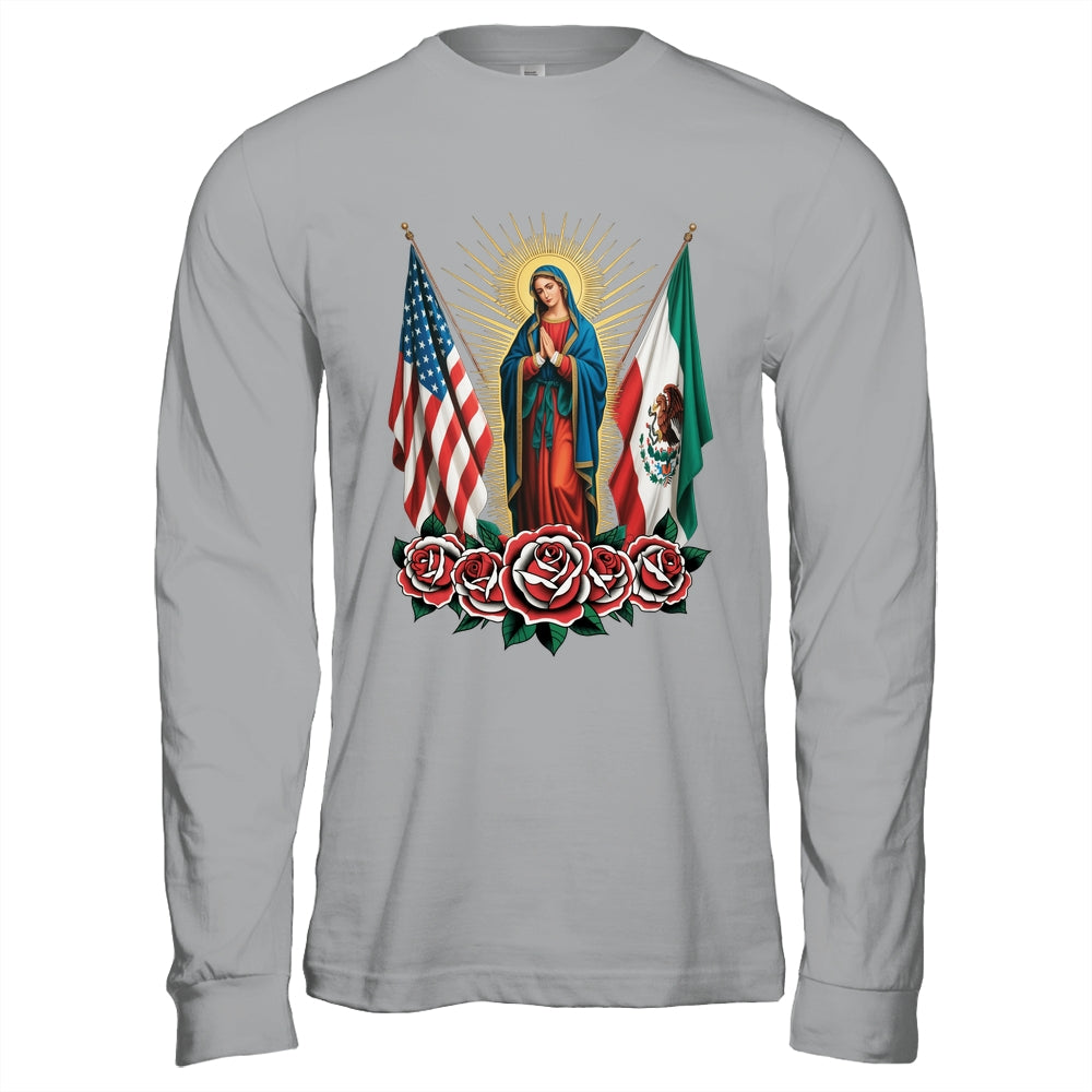 Virgen De Guadalupe Faith Mexican Mexico American USA Flag Shirt & Hoodie | siriusteestore