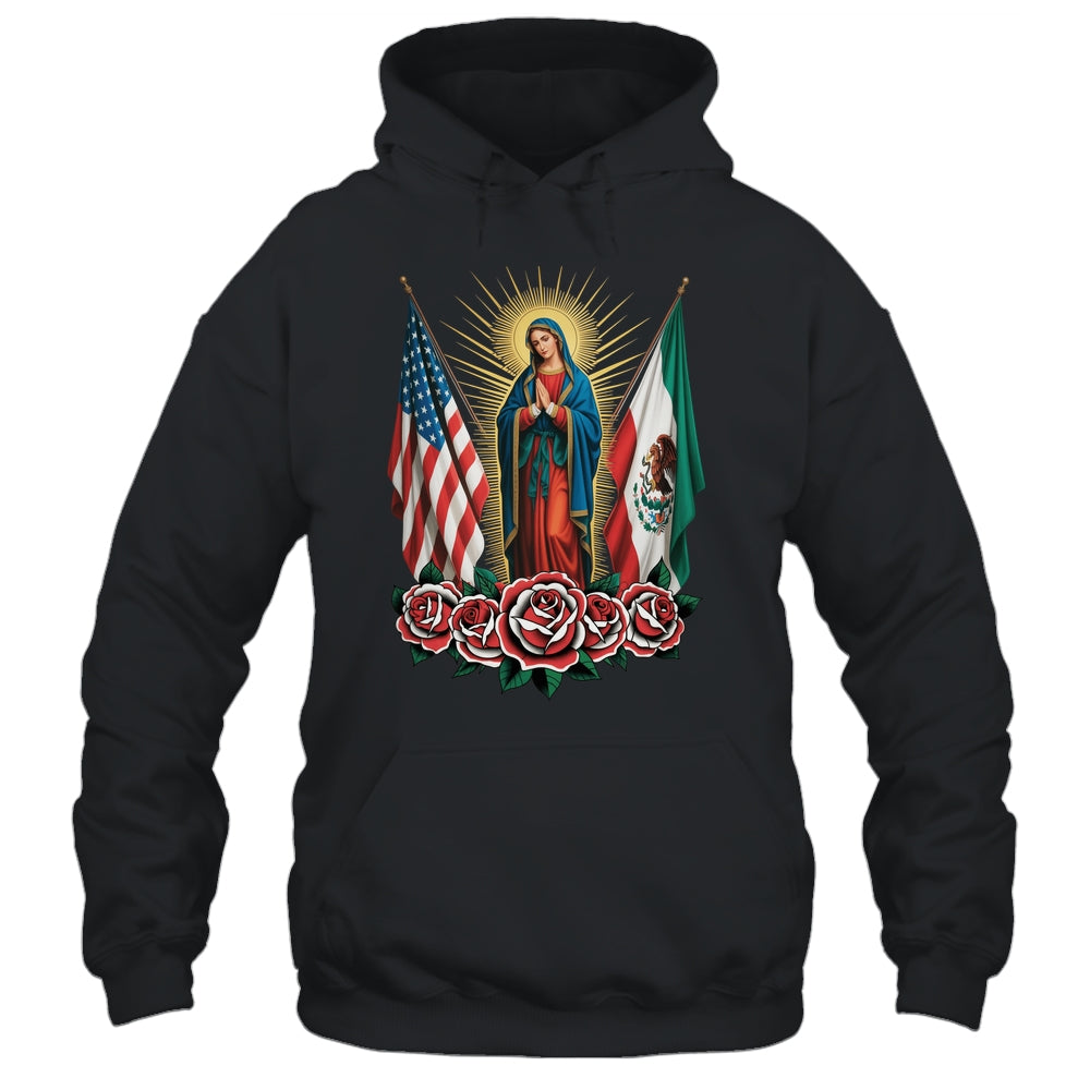 Virgen De Guadalupe Faith Mexican Mexico American USA Flag Shirt & Hoodie | siriusteestore