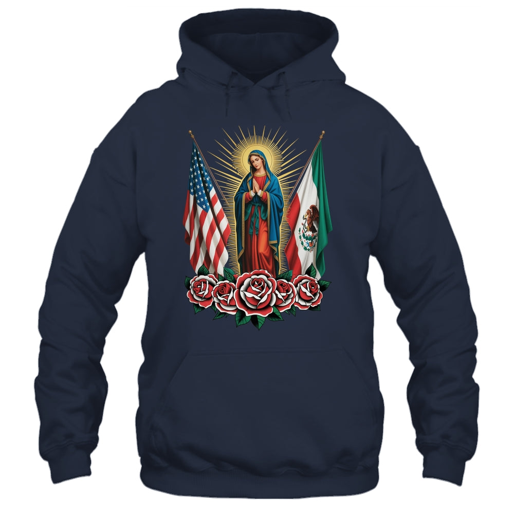 Virgen De Guadalupe Faith Mexican Mexico American USA Flag Shirt & Hoodie | siriusteestore