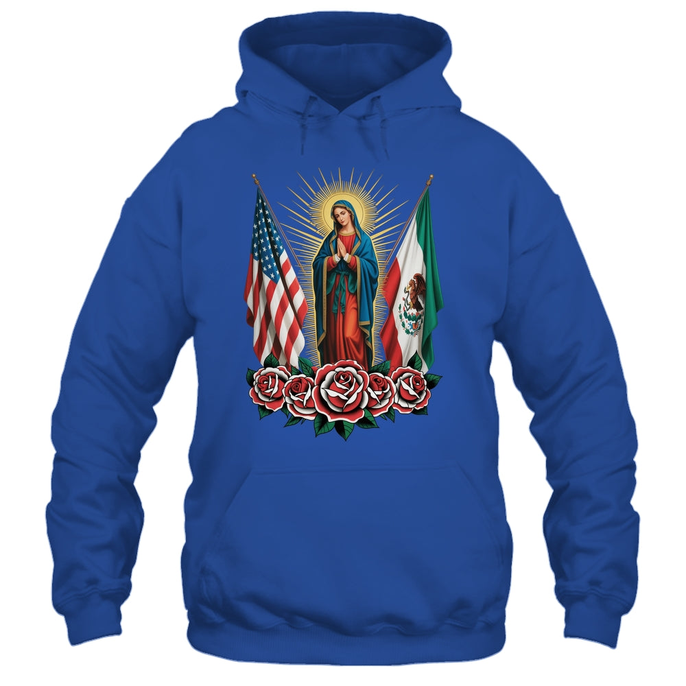 Virgen De Guadalupe Faith Mexican Mexico American USA Flag Shirt & Hoodie | siriusteestore