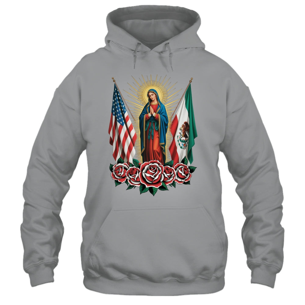 Virgen De Guadalupe Faith Mexican Mexico American USA Flag Shirt & Hoodie | siriusteestore