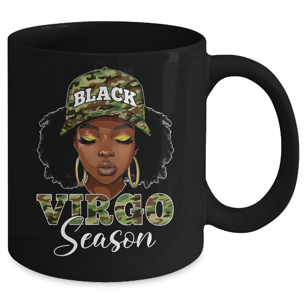 Virgo Season Camo Hat Afro Black Woman Birthday Girls Mug | siriusteestore