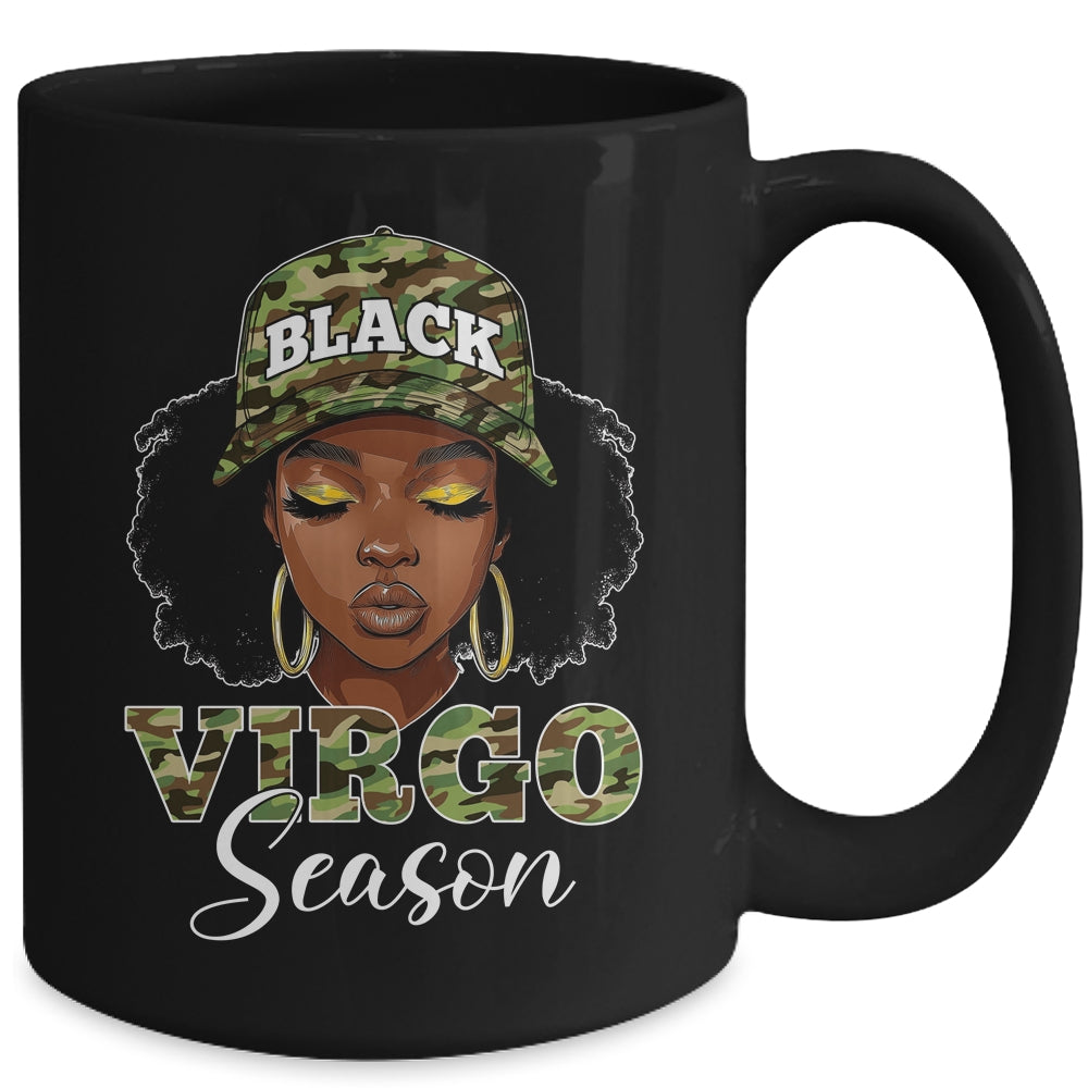 Virgo Season Camo Hat Afro Black Woman Birthday Girls Mug | siriusteestore