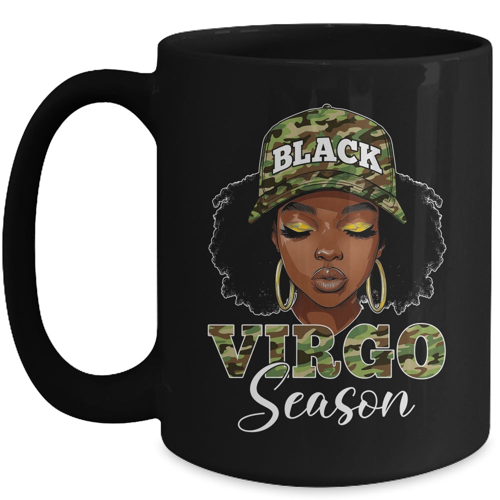 Virgo Season Camo Hat Afro Black Woman Birthday Girls Mug | siriusteestore