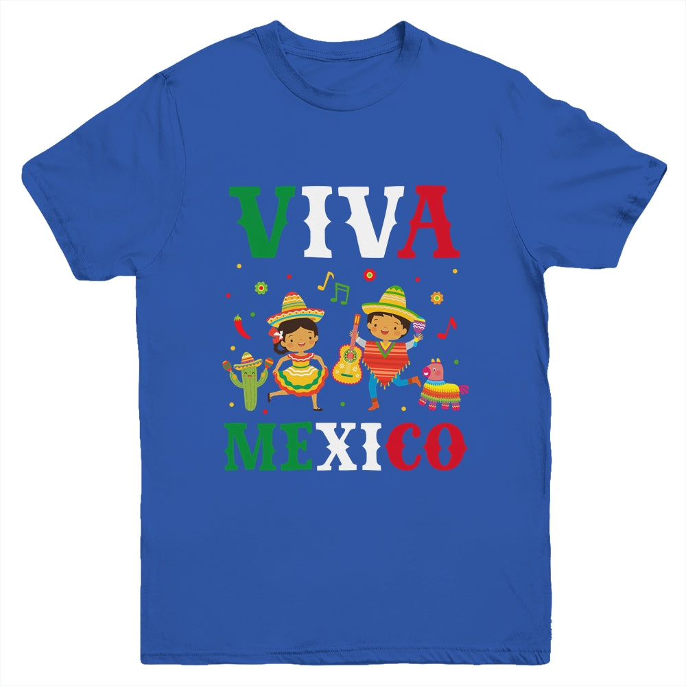 Viva Mexico Boy Girl Maracas Guitar Mexican Independence Kid Youth Shirt | siriusteestore
