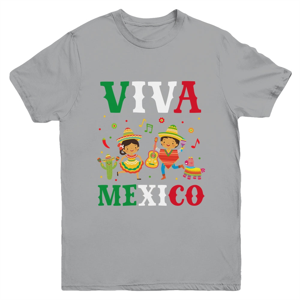 Viva Mexico Boy Girl Maracas Guitar Mexican Independence Kid Youth Shirt | siriusteestore