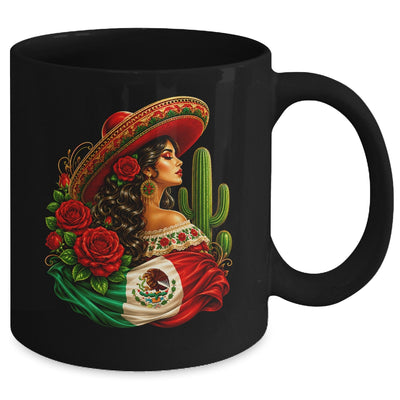 Viva Mexico Mexican Flag Floral Woman Sombrero Fiesta Mug | siriusteestore