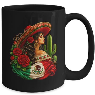 Viva Mexico Mexican Flag Floral Woman Sombrero Fiesta Mug | siriusteestore