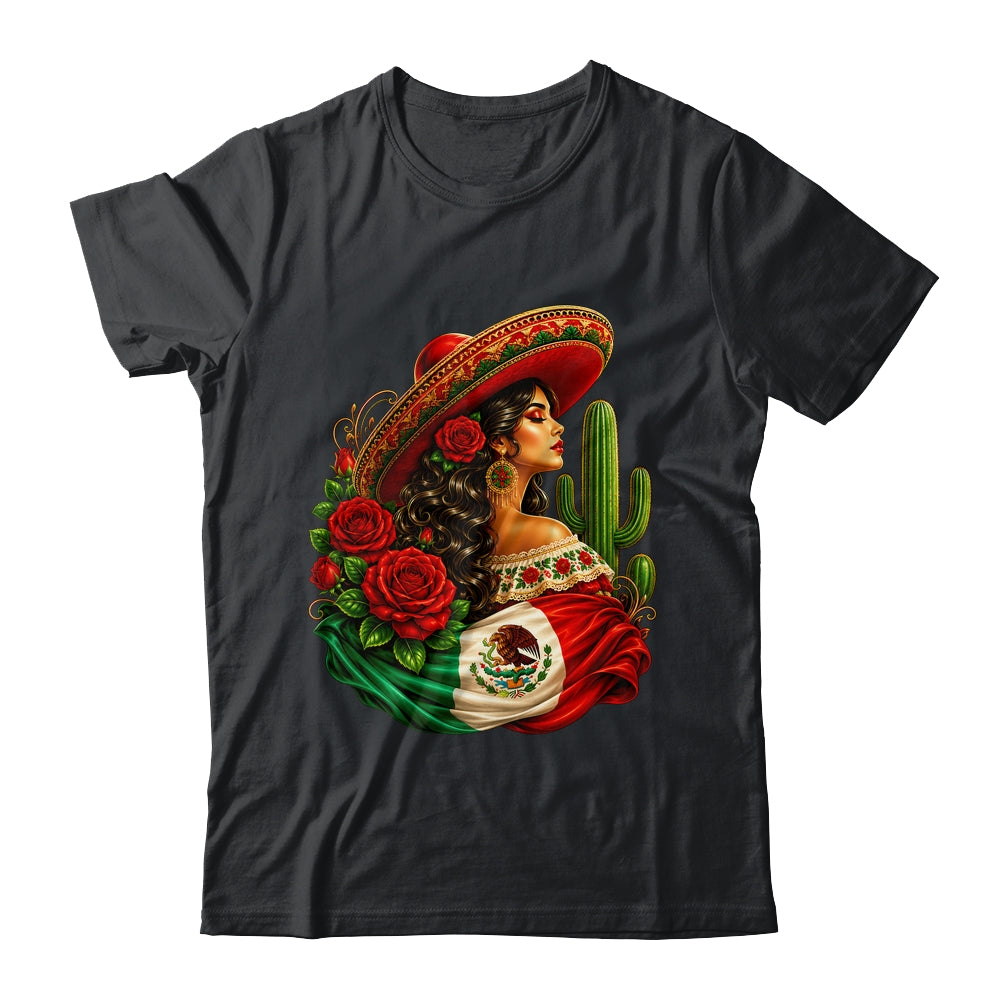 Viva Mexico Mexican Flag Floral Woman Sombrero Fiesta Shirt & Tank Top | siriusteestore