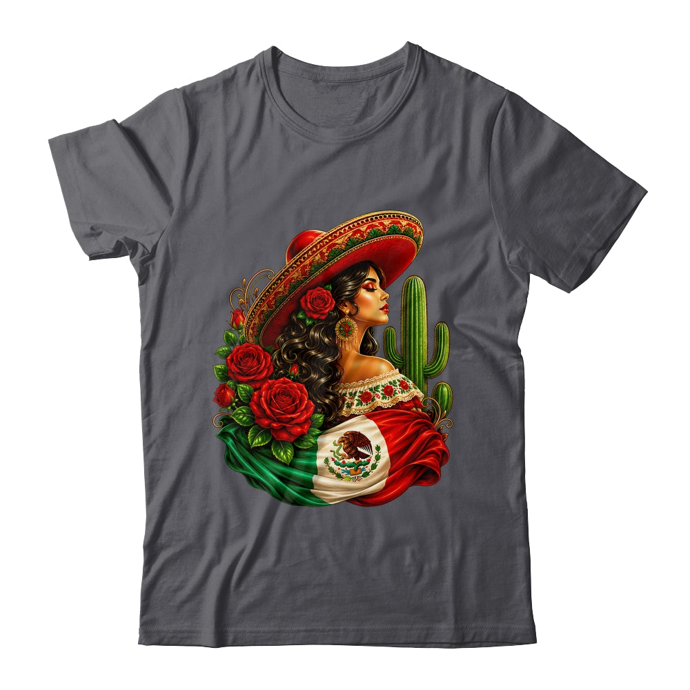 Viva Mexico Mexican Flag Floral Woman Sombrero Fiesta Shirt & Tank Top | siriusteestore